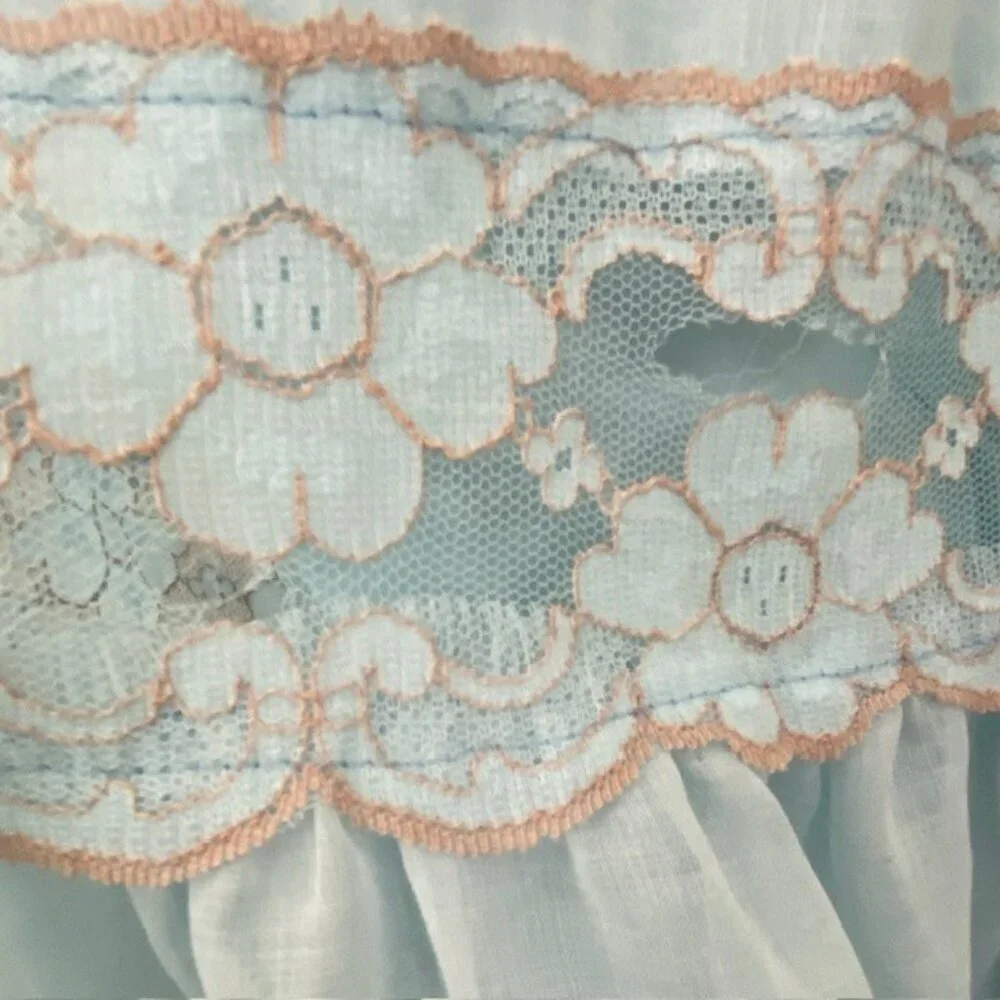 VINTAGE 70s Gunne Sax Blue Lace Long Maxi Prairie Boho Dress Sz XS - Picture 10 of 16